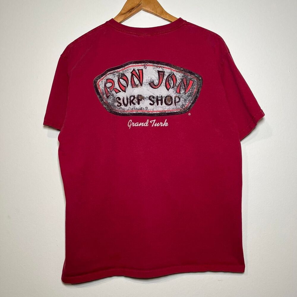 Vintage 90s Ron Jon Surf Shop Grand Turk Surfer Beachwear Ocean Red Size Large